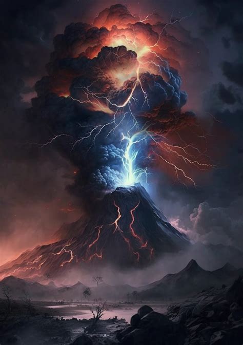 Volcano Eruption Lightning Storm 1 Digital Print - Etsy