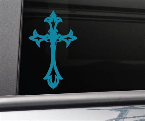 Amazon.com: Christian Cross Vinyl Decal Laptop Car Truck Bumper Window Sticker, 6.5" x 4", Teal ...