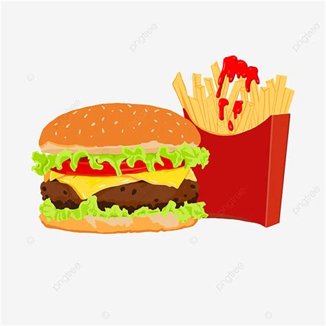 Burger And Fries PNG Transparent, Cartoon Burger Fries, Fries Clipart ...