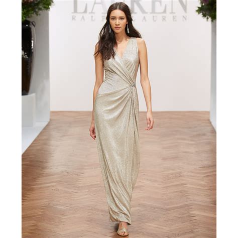 Lyst - Lauren By Ralph Lauren Sleeveless Metallic Gown in Metallic