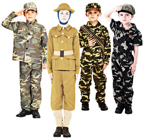 Army Soldier Boys Fancy Dress Military Commando Uniform Kids Childrens Costume | eBay