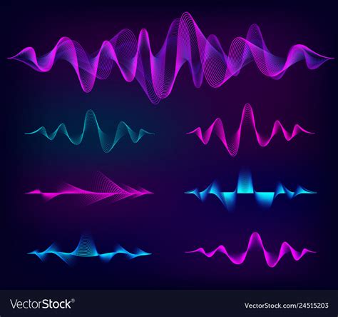 Wave sound set music soundwave design Royalty Free Vector