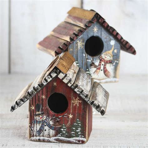 Rustic Wood Snowman Birdhouse - Christmas and Holiday - Primitive Decor - Factory Direct Craft