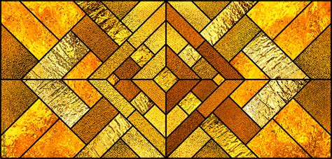 Gold stained glass window. Geometric stained-glass background. Art Deco ...