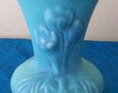 Items similar to Van Briggle Art Pottery Vase Tulip Design Ming Blue on Etsy