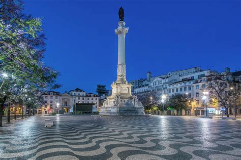 Portugal, Lisbon, Rossio Square At Dawn Photograph by Rob Tilley - Fine Art America