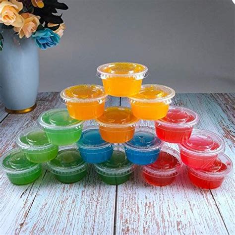 TashiBox 200 Sets - 2 Ounce Disposable Plastic Jello Shot Cups with Lids, Souffle Portion ...