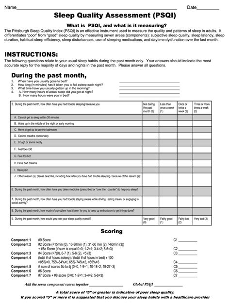 Sleep Quality Assessment Pdf - Fill Online, Printable, Fillable, Blank | pdfFiller