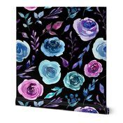 large floral purple and blue floral Wallpaper | Spoonflower