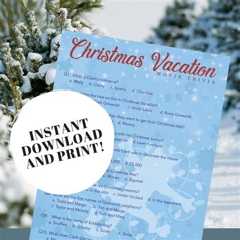 Christmas Vacation Movie Trivia Quiz W/ Answers Printable Trivia Game ...