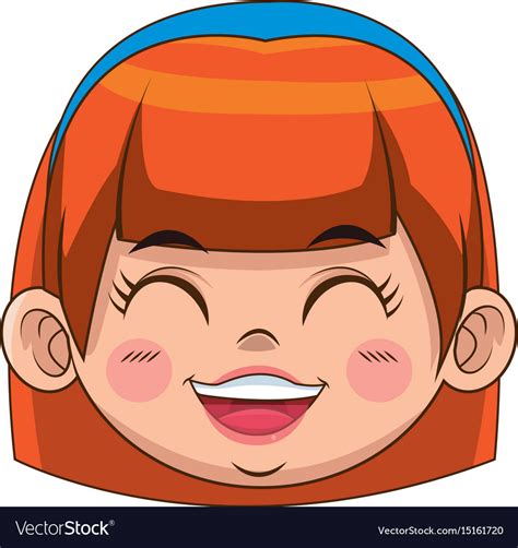 Cute cartoon girl laugh face expression Royalty Free Vector