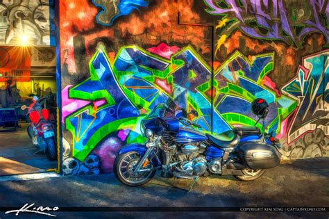 Motorcycle with Graffiti Art West Palm Beach – HDR Photography by Captain Kimo