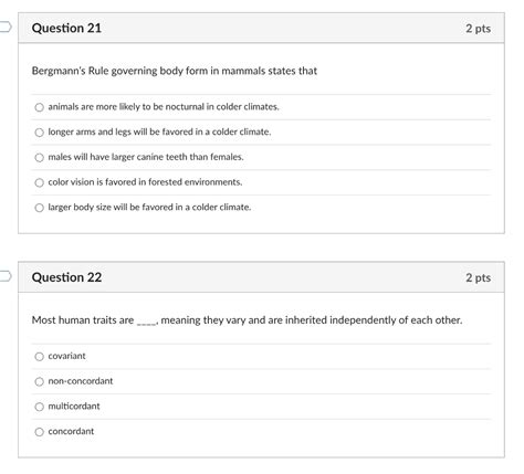 Solved Bergmann's Rule governing body form in mammals states | Chegg.com