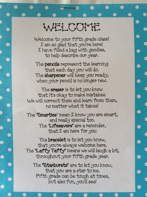 Mrs. O Knows: Welcome Back Poem Filled With Goodies | Back to school ...