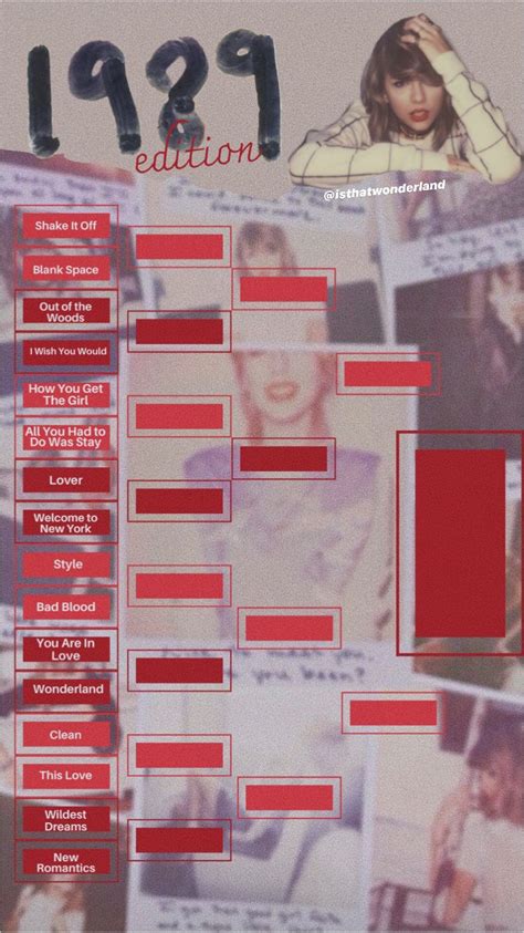 Taylor Swift 1989 Template Album | Taylor swift 1989, Taylor swift, Album songs