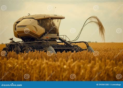 Robotic Wheat Harvesting. Mechanisms of the Future Stock Illustration ...