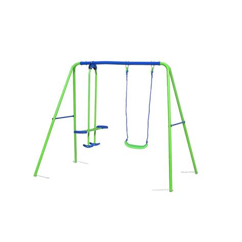 Balançoire en métal pour enfants en vert et bleu, 220 x 140 x 182 cm ...