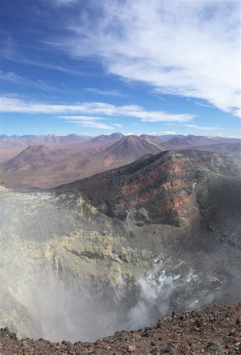 View from the top of Lascar Volcano in Chilean Atacama. At 5600m your ...