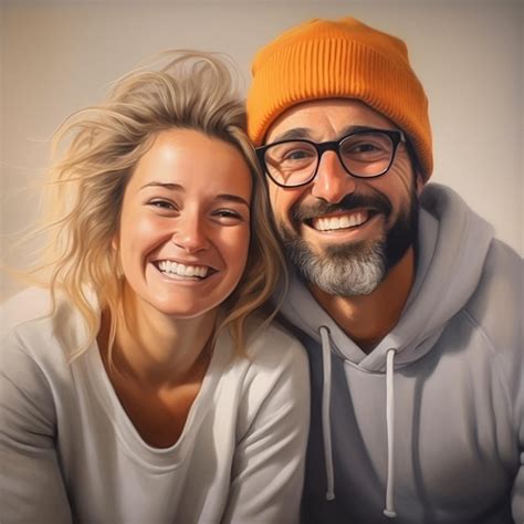 Premium AI Image | A painting of a man and woman smiling.