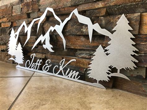 Customized Mountain Scene Metal Cut Out Sign Name Sign Camper | Etsy