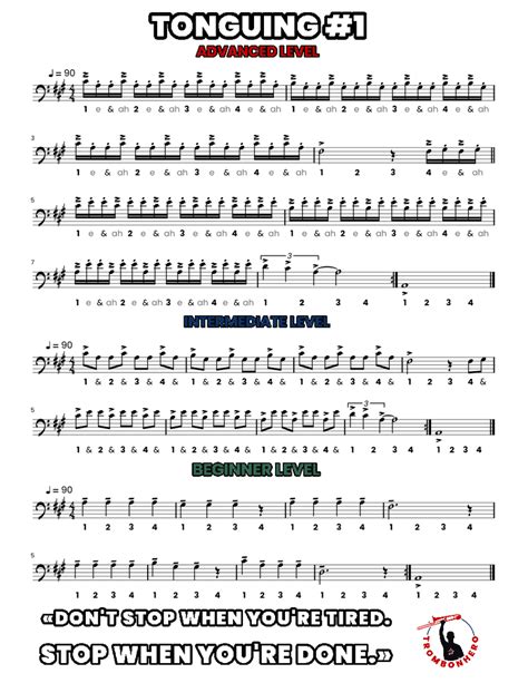 "Tonguing #1" - Trombonhero - Trombone Score Exercise Play Along Workout Sheet music for ...