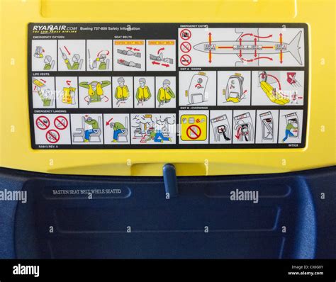 Ryanair Boeing 737 800 safety information Stock Photo - Alamy