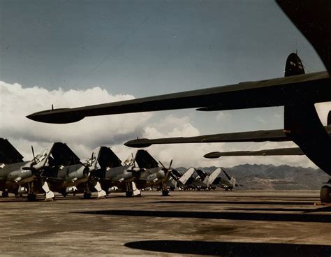 CURTISS SB2C HELLDIVER Bombers parked on an airfield at N.A.S. Ford Island, Pearl Harbor, circa ...