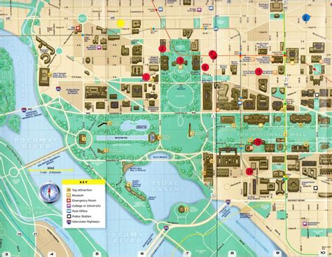 Dc monuments map - Map of monuments washington dc (District of Columbia - USA)