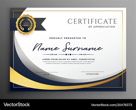 Premium wavy certificate template design Vector Image