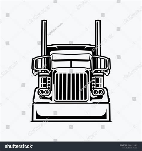 Semi Truck Vector Front View Flat Stock Vector (Royalty Free) 2051112689 | Shutterstock