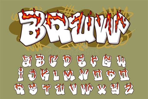 Bold Alphabet Fire Graffiti Text Vector Letters Stock Vector - Illustration of abstract, number ...