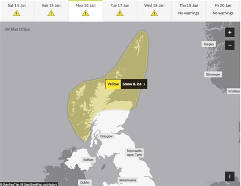 New Yellow Weather Warning Peterhead for 5 Days