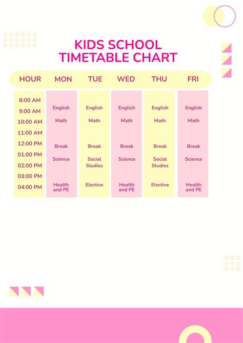 Kids School Timetable Chart Template in PSD, Illustrator - Download | Template.net