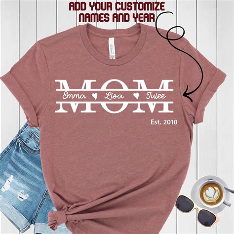 Personalized Mom Shirt Mama Shirt with Kids Names T-Shirt | Etsy