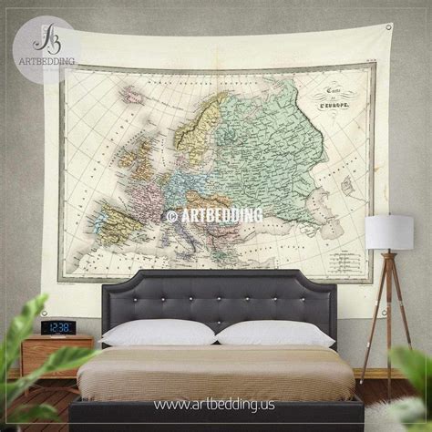 Antique Map of Europe wall tapestry, vintage interior map wall hanging ...