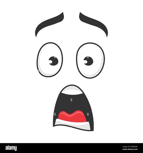Expression of shock and horror cartoon face vector illustration. Cute ...
