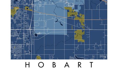 Hobart Indiana Map Print Wall Art - Etsy