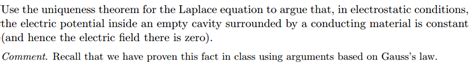 Solved Use the uniqueness theorem for the Laplace equation | Chegg.com