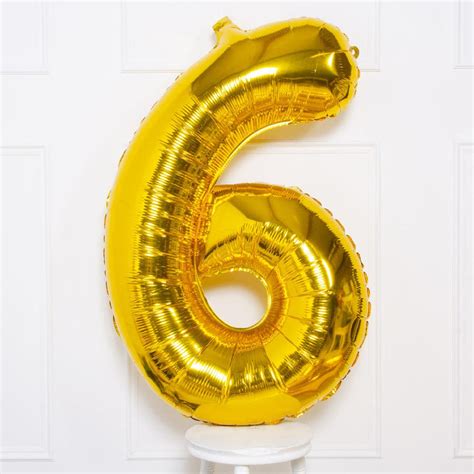 Supershape Gold Balloon Number 6 | Helium Balloons | Party Pieces