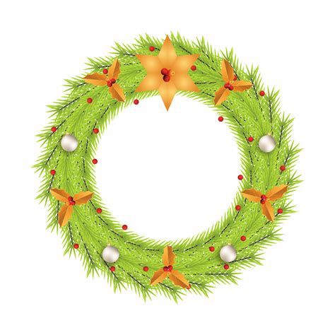 Christmas wreath PNG with white decorative light balls. Green color ...