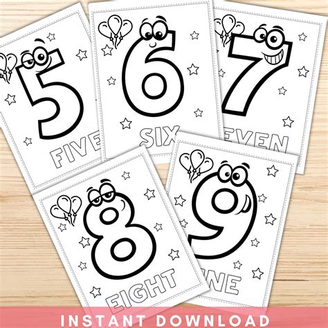 Printable Cute Number Coloring Pages Number Activity Number - Etsy