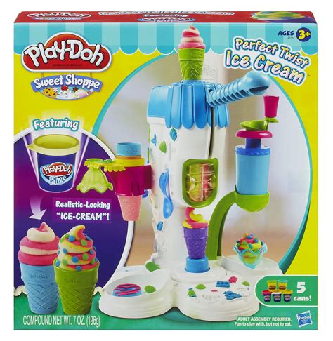 Play-Doh Perfect Twist Ice Cream Food Set with 5 Cans of Play-Doh ...