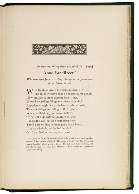 Anne Bradstreet 5 Words to Describe Her Poetry