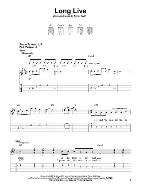 Long Live by Taylor Swift - Easy Guitar Tab - Guitar Instructor