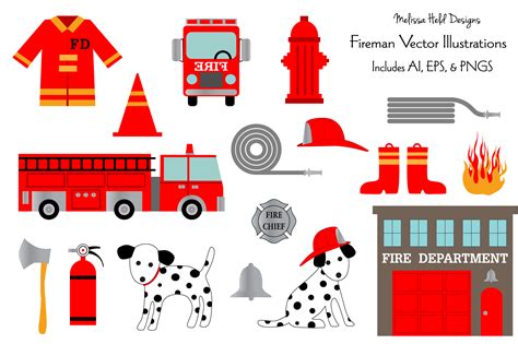 Fire Department Vector Clipart Illustrations By Melissa Held Designs | TheHungryJPEG