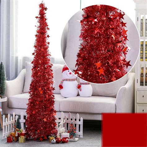 Collapsible Christmas Tree Green Tinsel Holiday Xmas Decorations 1.2M;Collapsible Christmas Tree ...