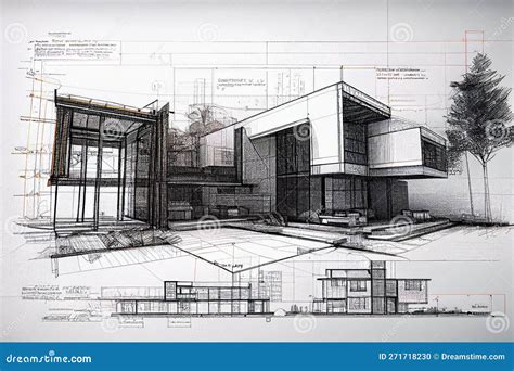 Draft of Architectural Design Stock Illustration - Illustration of designer, estate: 271718230