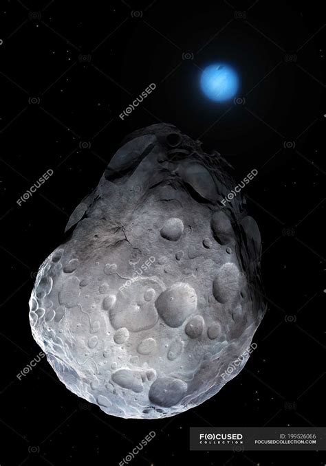 Illustration of Neptune from orbit of moon Nereid. — universe, cosmos - Stock Photo | #199526066