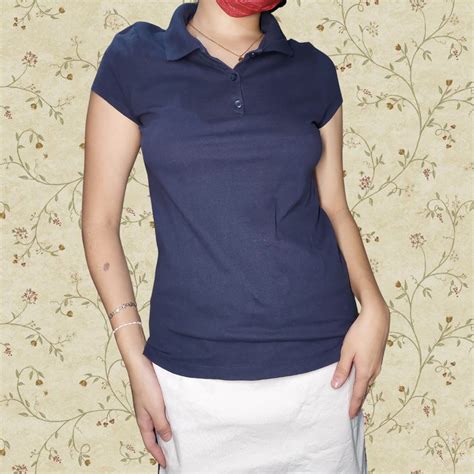 Navy Blue Polo Shirt, Women's Fashion, Tops, Blouses on Carousell