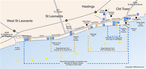 Map of Hastings Beach & Seafront